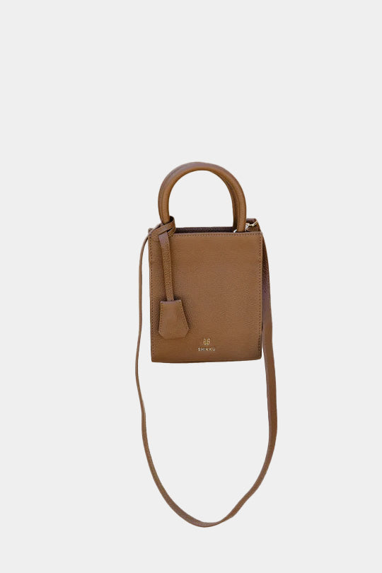Mini Tote Leather Bag - Brown