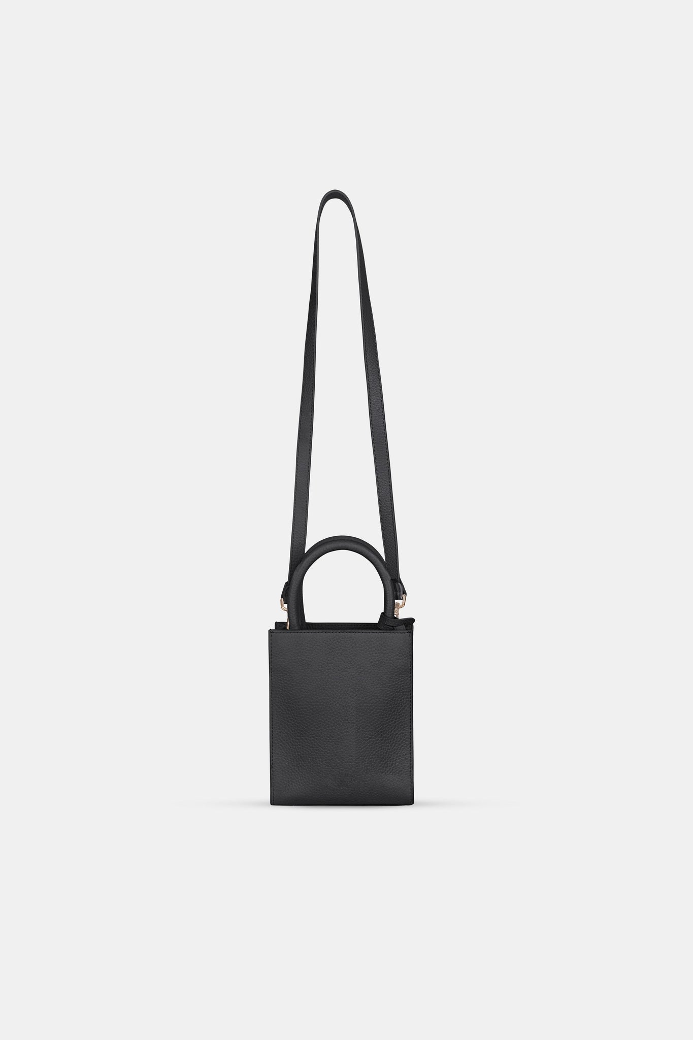 Mini Tote Leather Bag - Black