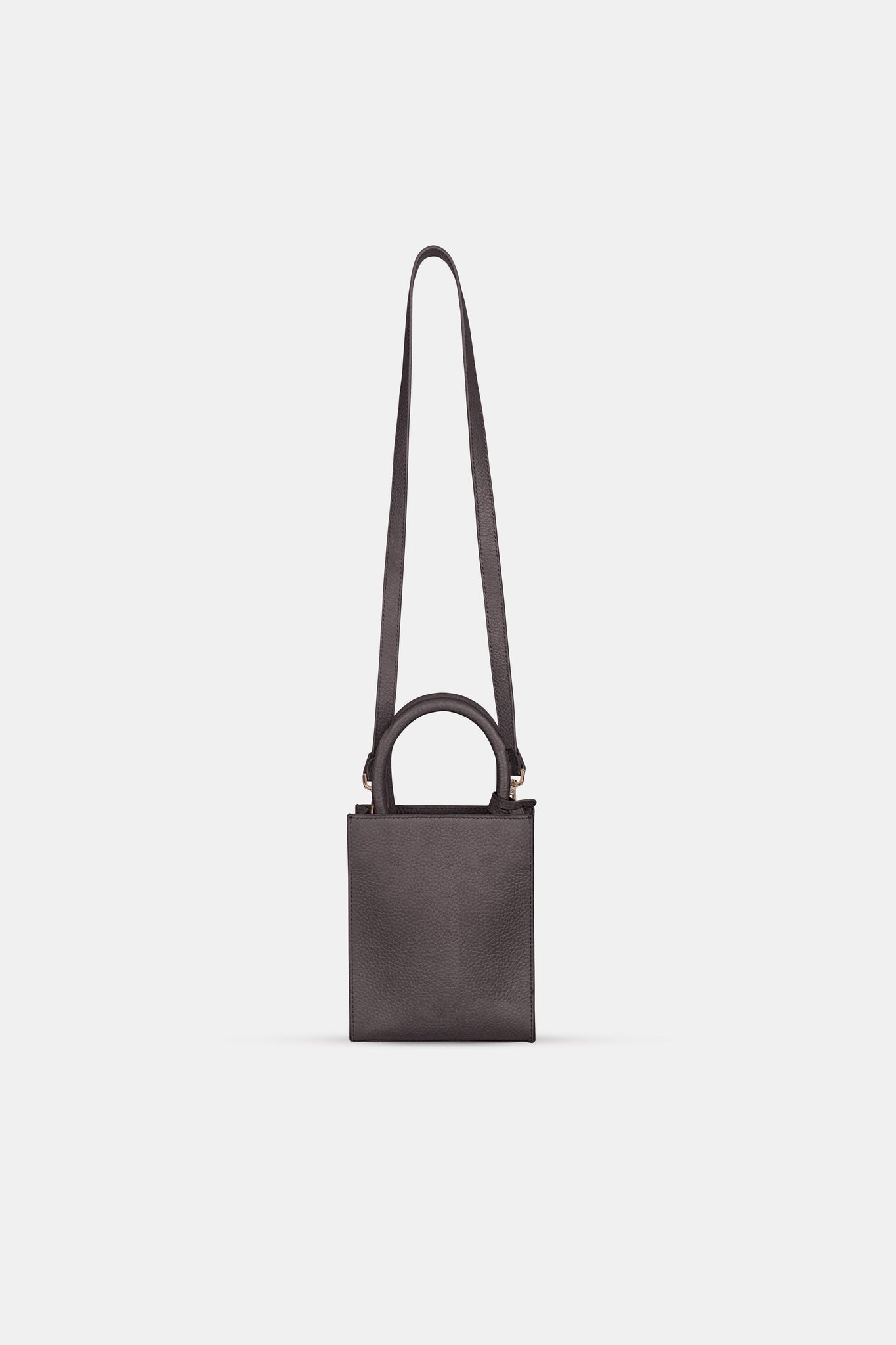 Mini Tote Leather Bag - Dark Brown