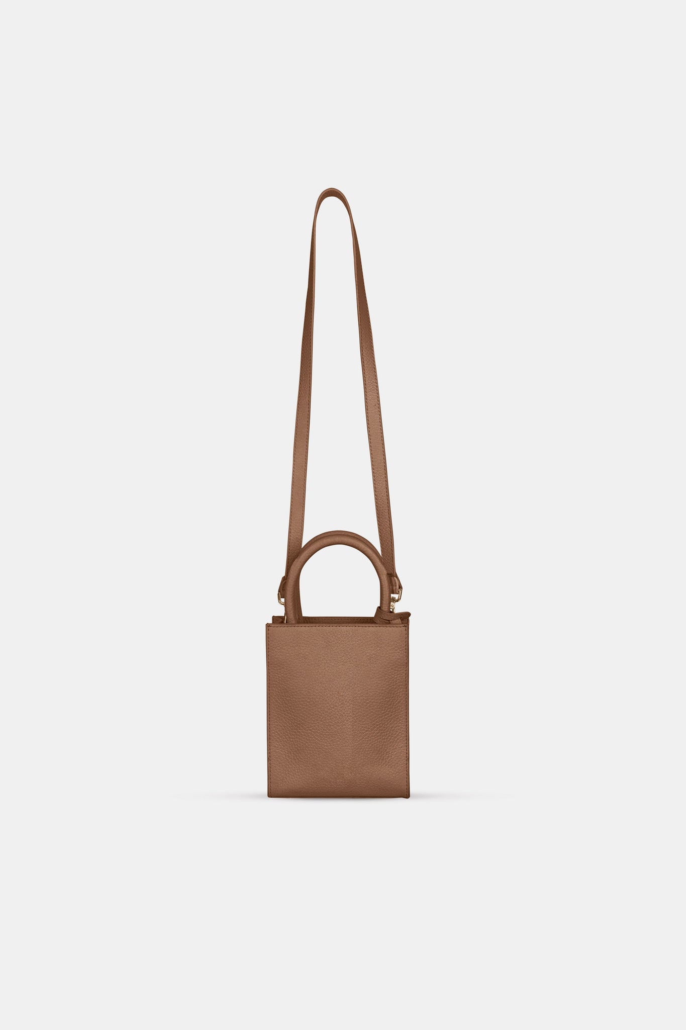Mini Tote Leather Bag - Tabac Brown