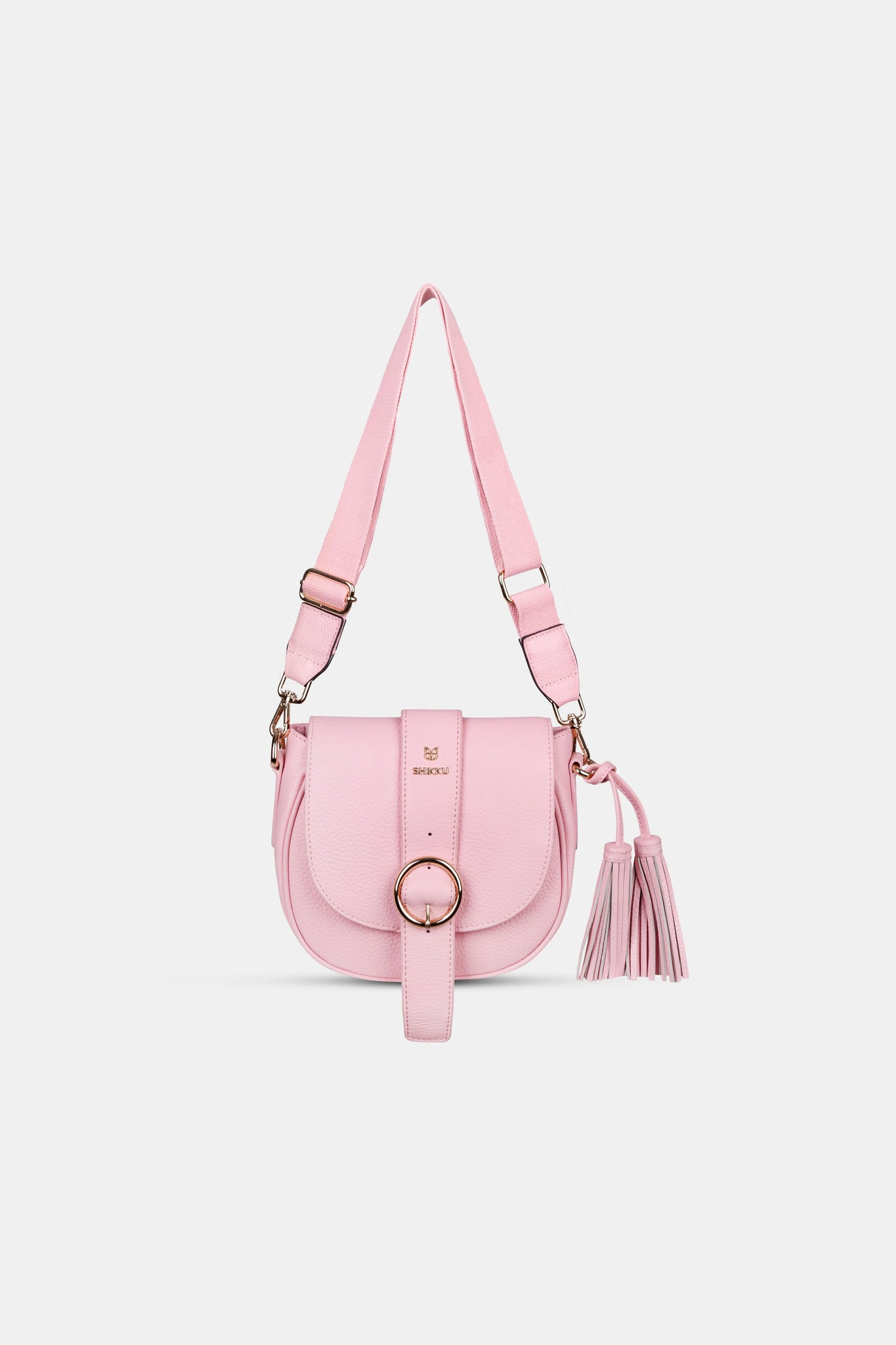 Shoulder Leather Bag - Rose Pink